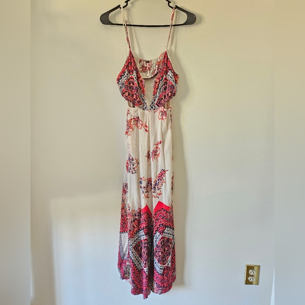 Free people plunge neck side cut out jumpsuit